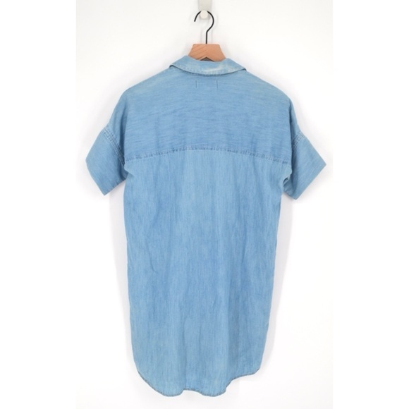 Madewell Courier Shirt Dress Button Down Short Sleeve Chambray Blue Women's XS - Picture 2 of 7